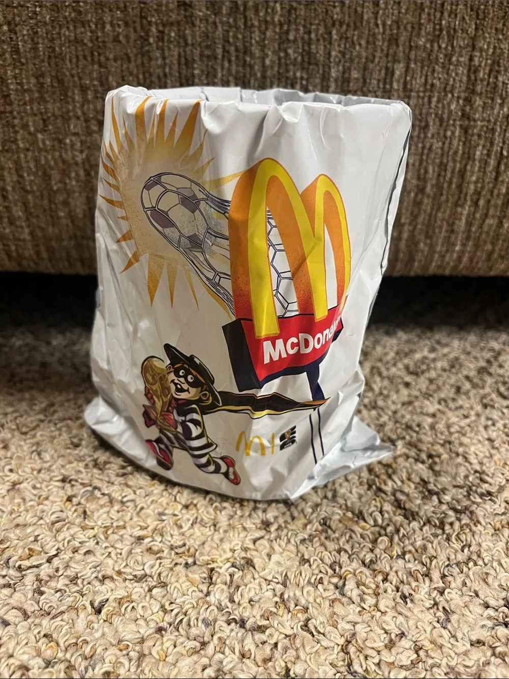 McDonald's Purple Grimace World Cup collectible Reusable Cup with Orange Accents